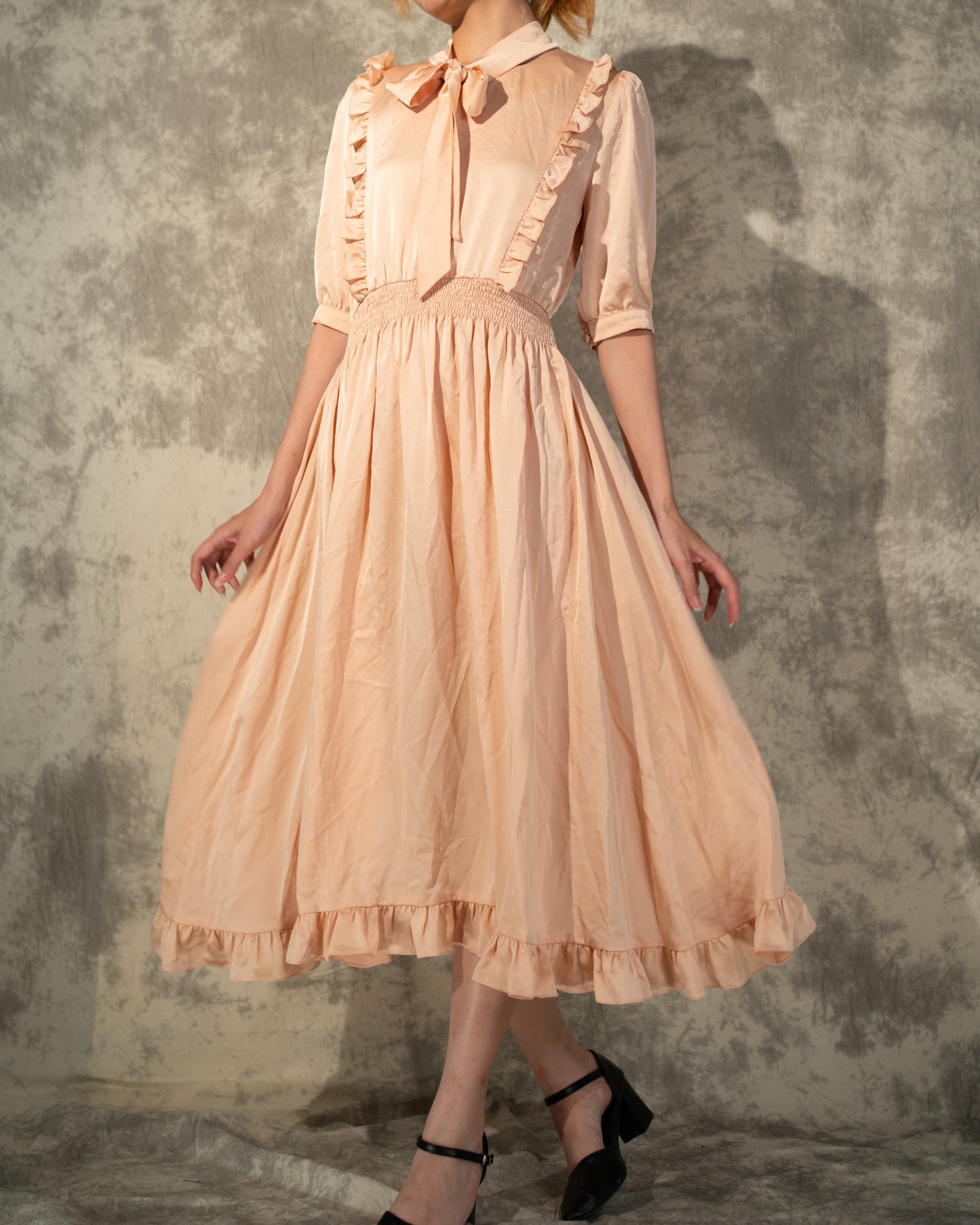 Midi Silk Dress- Peachy- Like New- Worn Once For Photoshoot