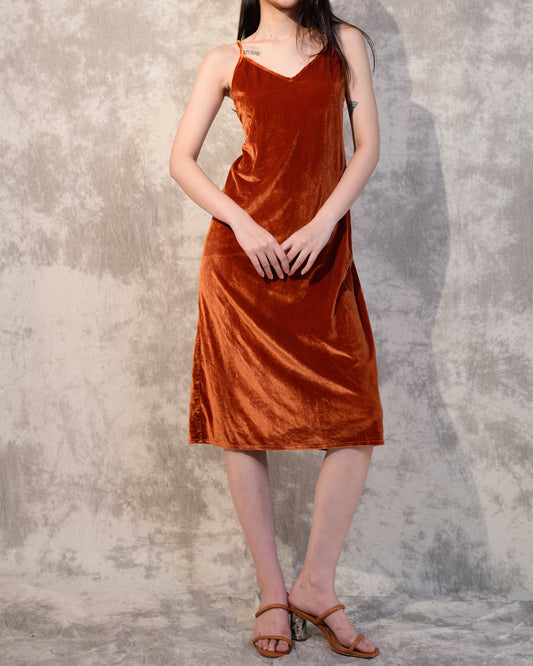 Lowback Slip Velvet Maxi Dress- Rust- Like New- Worn Once For Photoshoot