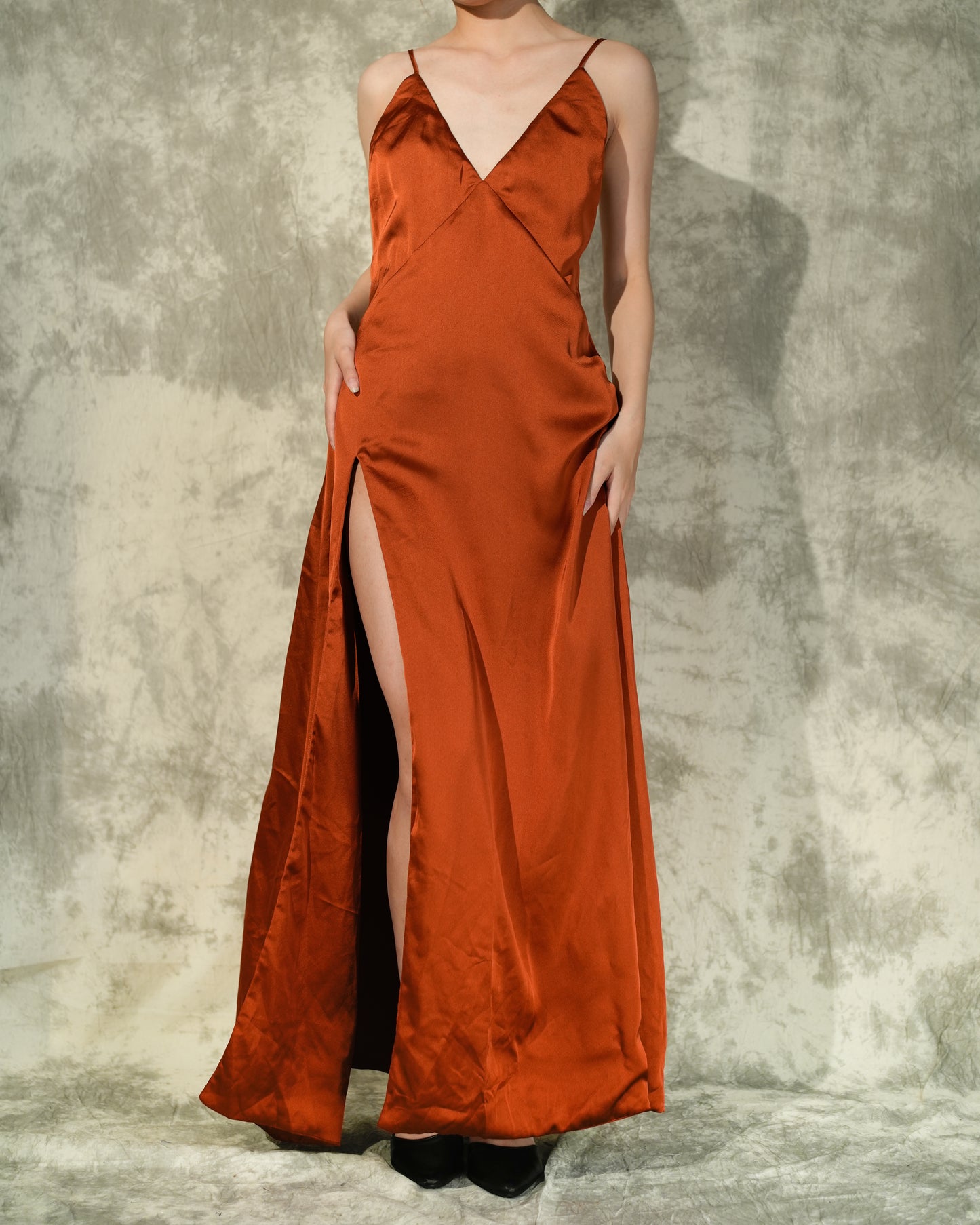 Openback Cocktail Silk Dress- Rust- Like New- Worn Once For Photoshoot