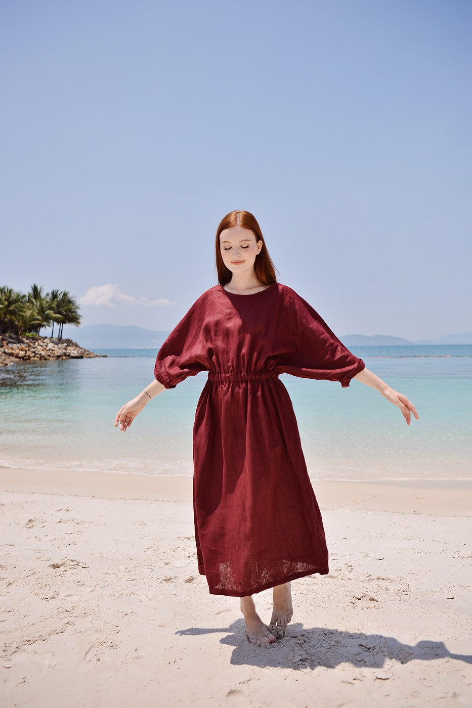 Iris Pure Linen Gathered Dress