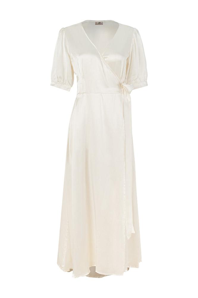 Silk Wrap Dress - Maxi Silk Dress - Summer White Dress