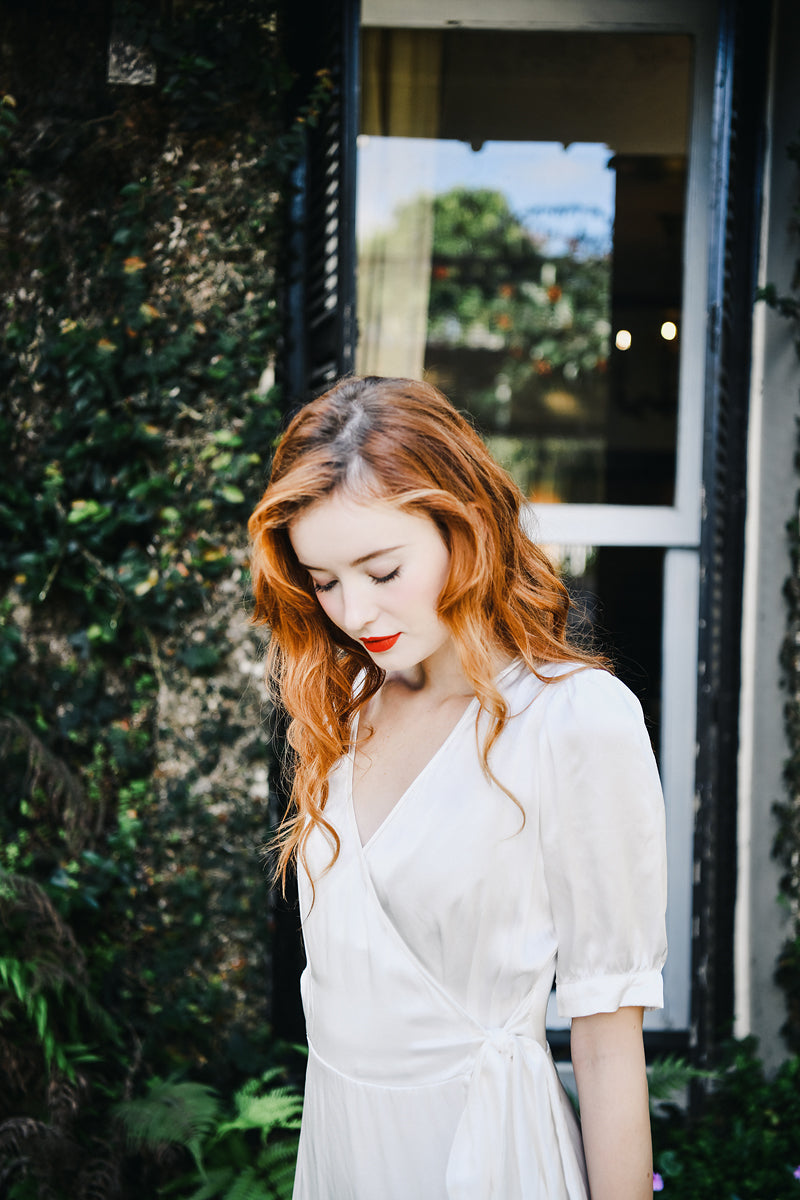 Silk Wrap Dress - Maxi Silk Dress - Summer White Dress