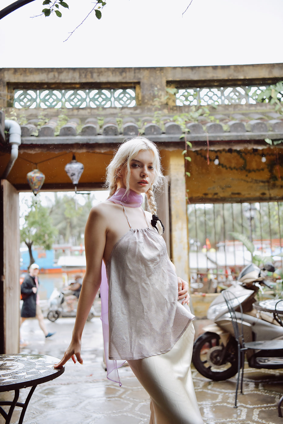 Lotus Halter Neck Heritage Mulberry Silk Top