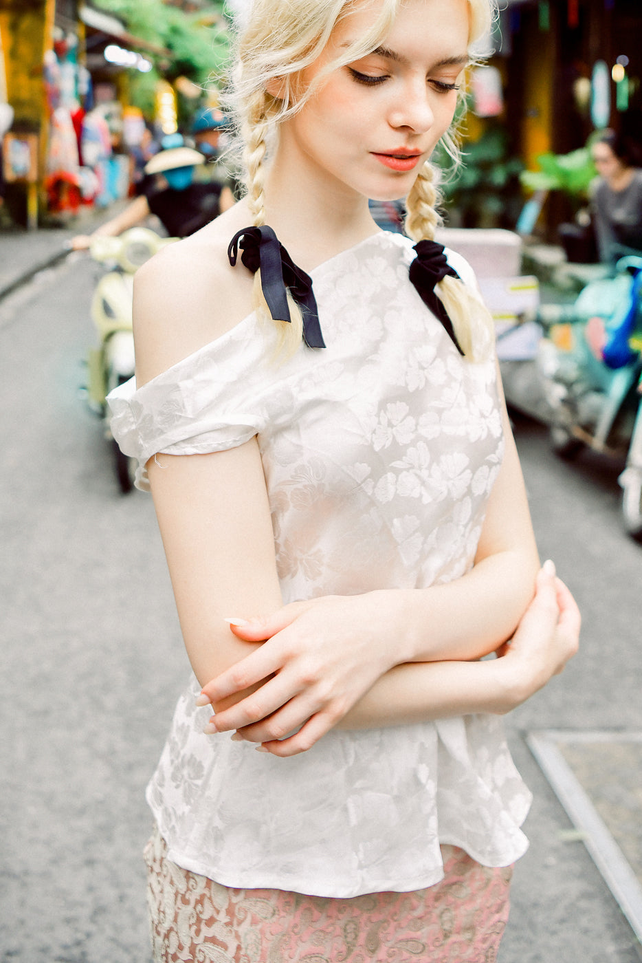 Clarisse Asymmetrical Heritage Mulberry Silk Blouse