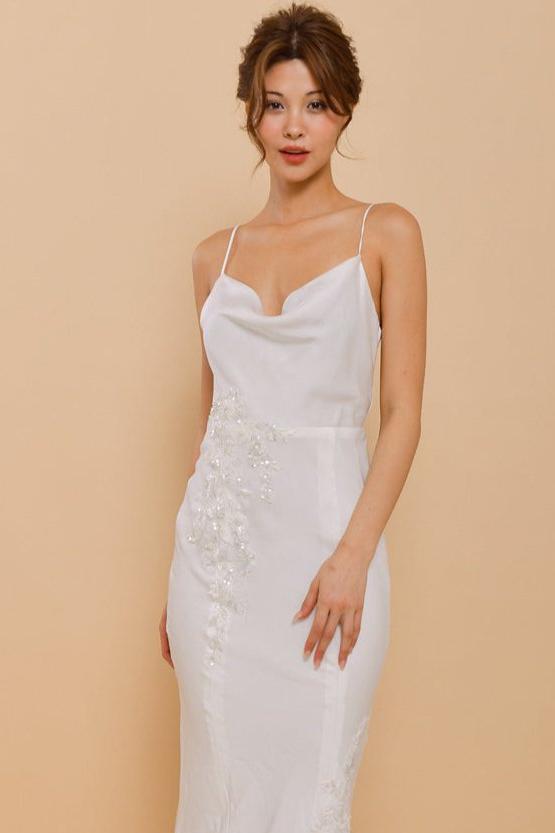 VALENTINA Floral-Embellished Silk Wedding Dress