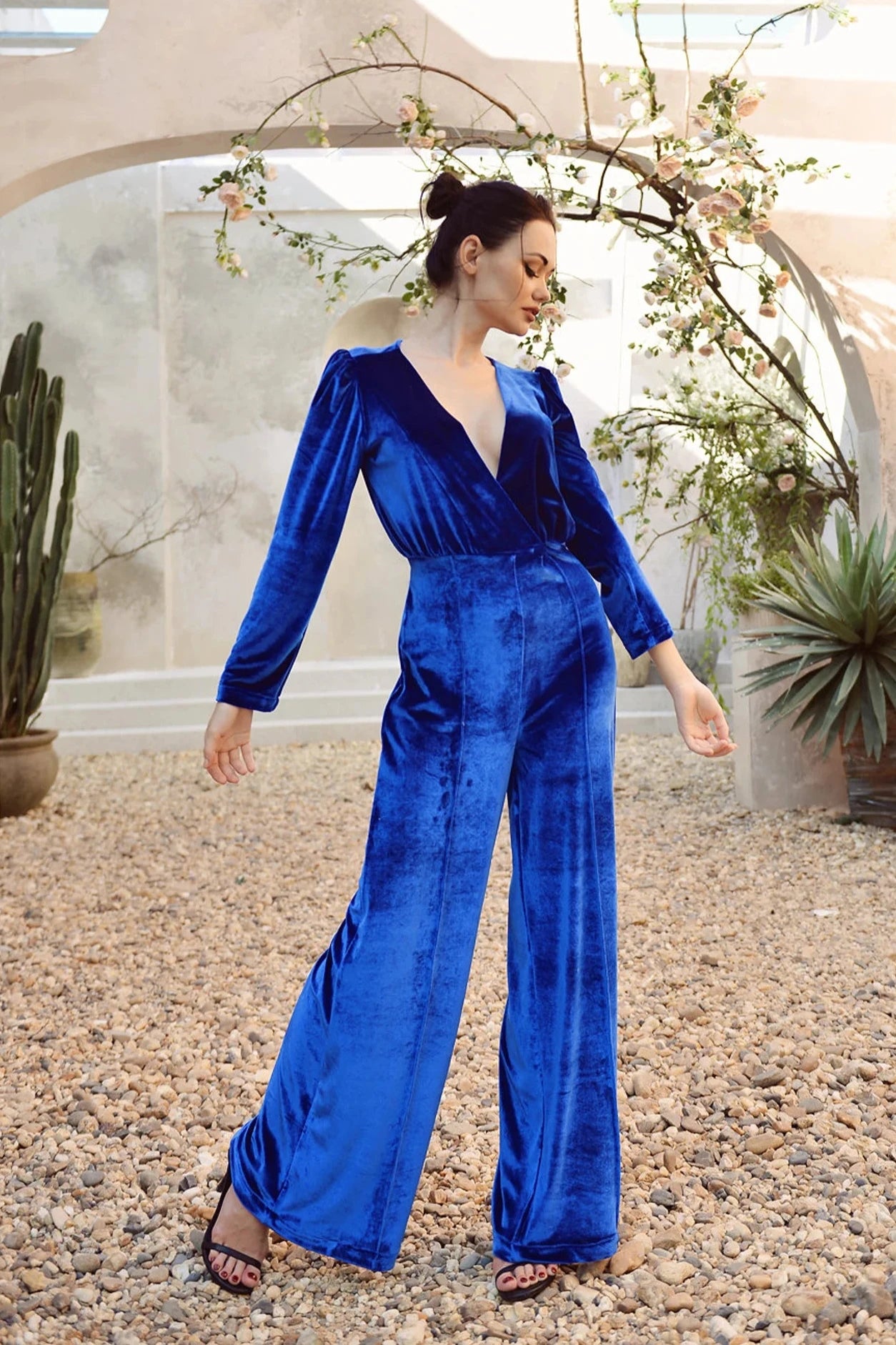 APRIL Velvet Long Sleeve Jumpsuit
