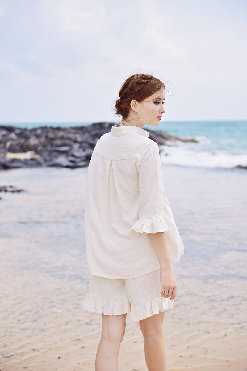 Linen Pajamas Set Women - Linen Loungewear - Linen Set Shorts