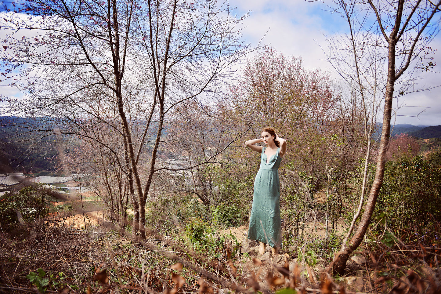 Sleeveless Silk Dress - Silk Dress Green - Silk Dress Women