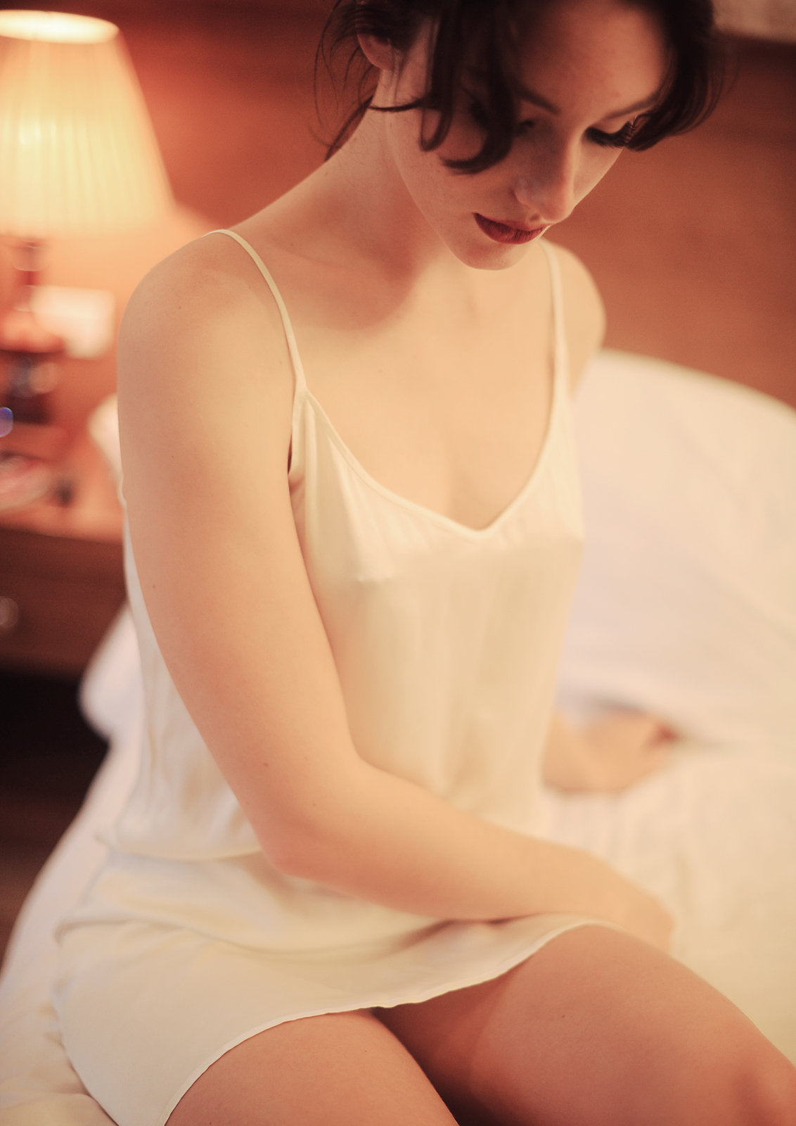 Silk Under Slip - Burgundy Slip Dress - Bordeaux Short Slip - Red Sleeping Dress - Lelasilk Sleepwear