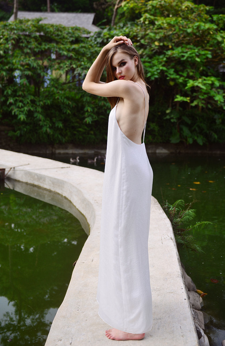 Silk Dress Maxi - Silk Nightgown - Beach Wedding Slip - Backless Silk Gown - Gift For Bride