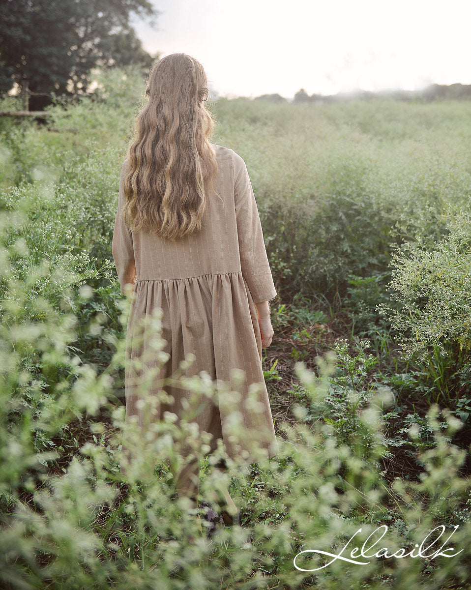 Loose Linen Dress - Linen Cotton Dress - Dress with Pockets - Organic Cotton