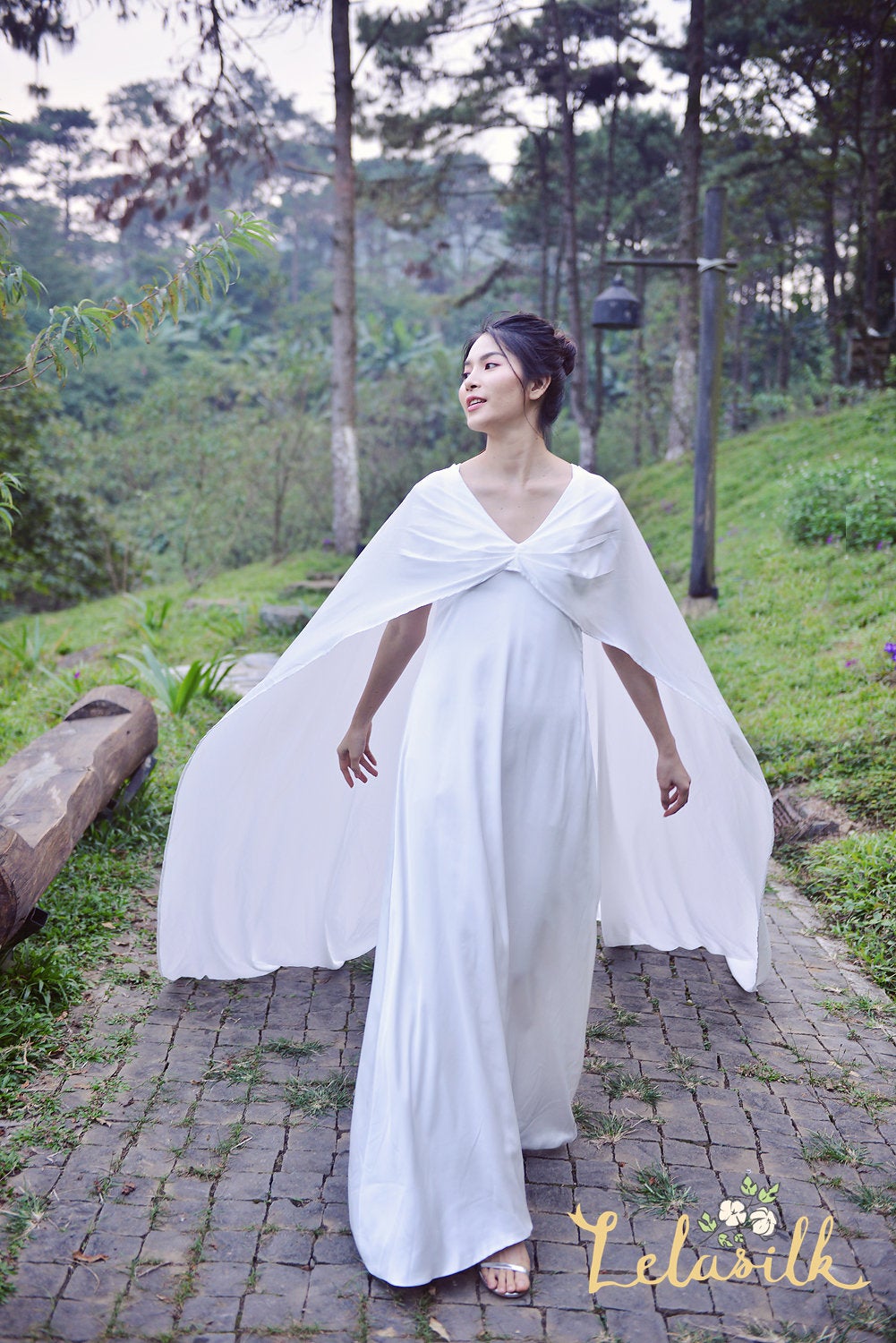 Bridal Kaftan Dress - Fun Silk Wedding Dress - Long Silk Dress