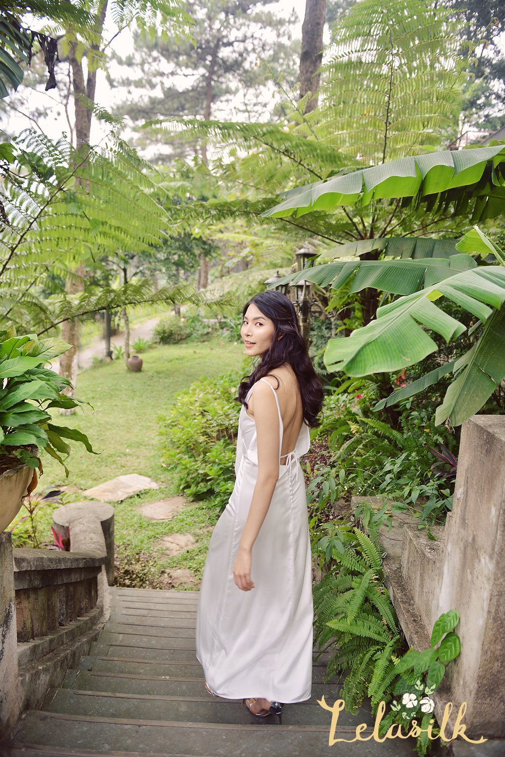 Backless Silk Dress - Simple Bridal Gown - White Silk Dress
