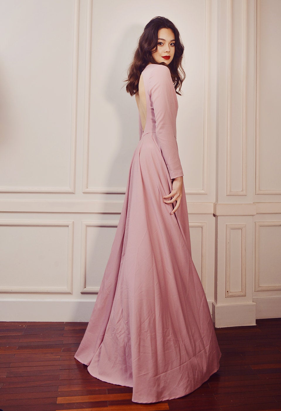 Long Silk Dress - Women Silk Dress - Silk Evening Gown - Wedding Guest Dress - LelaSilk