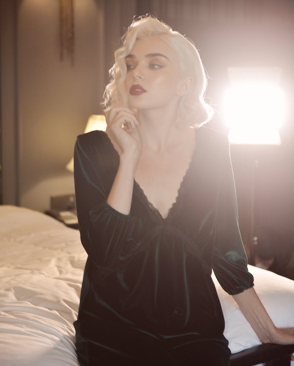 Long Velvet Dress - Women Sexy Gown - Sexy Classic Nightgown