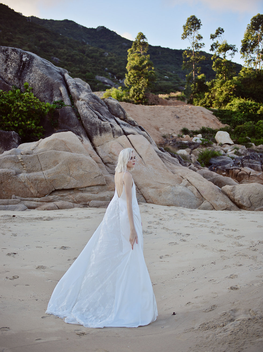 Lowback Wedding Dress - Openback Silk Gown - Silk Wedding Dress - Bridal Silk Gown