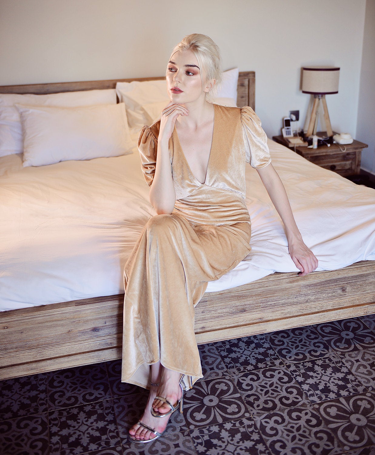 Sleeves Velvet Dress - Long Velvet Dress - Velvet Party Dress