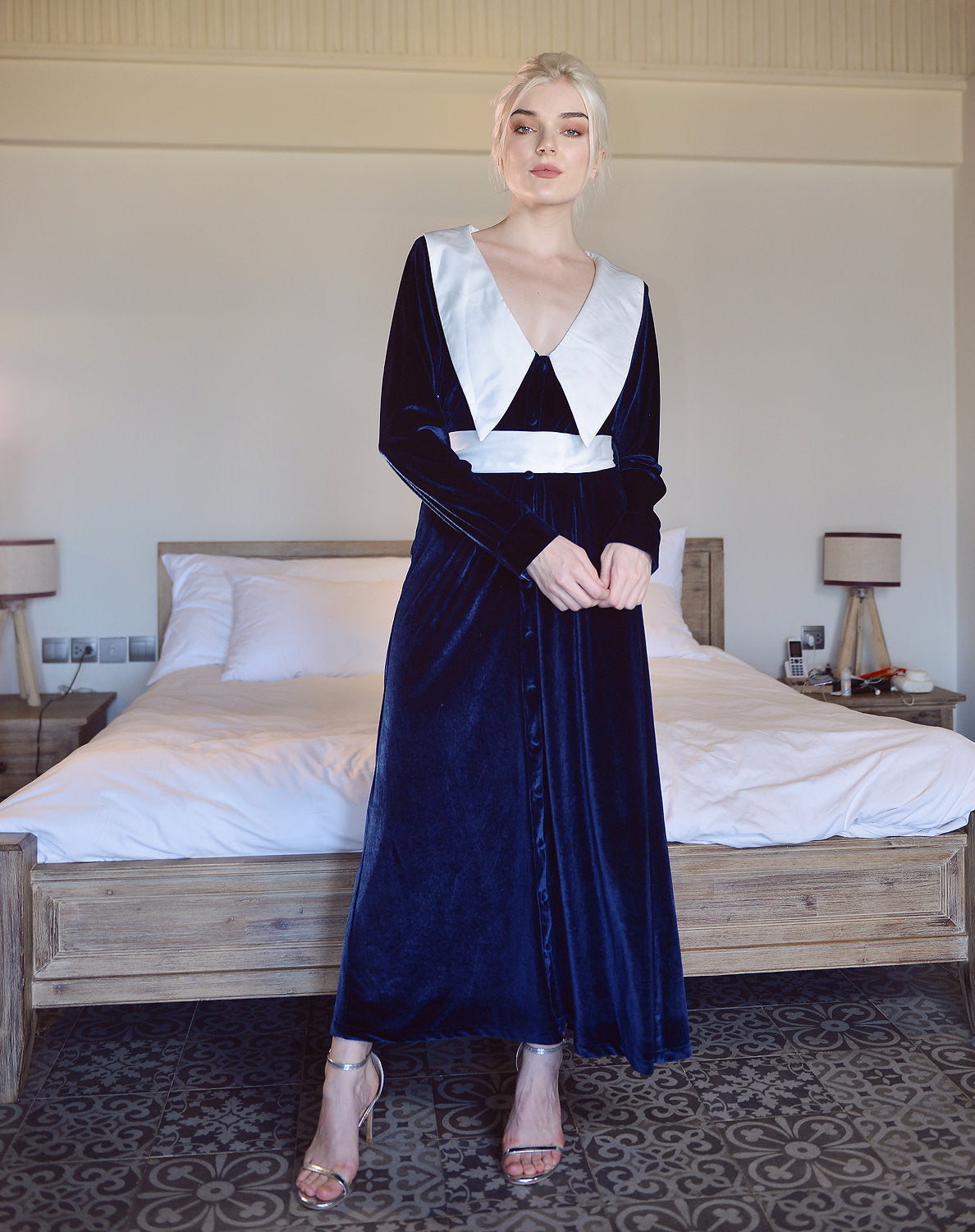 Velvet Dress Long Sleeves - Women Winter Dress - Long Velvet Gown