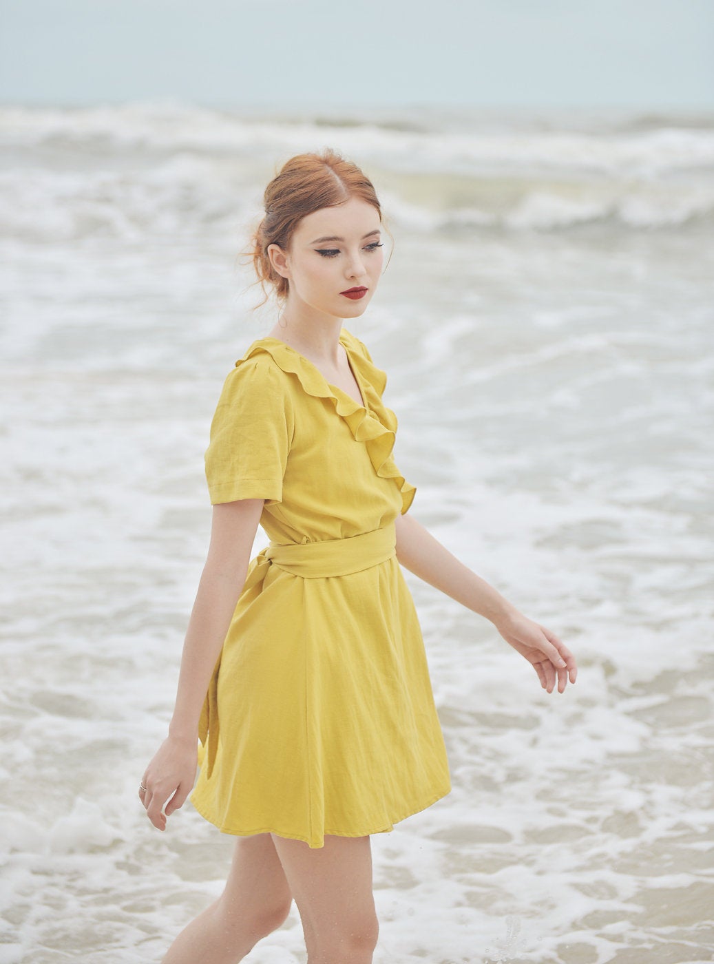 Wrap Dress Cotton - Wrap Dress Linen - Frills Wraparound Dress