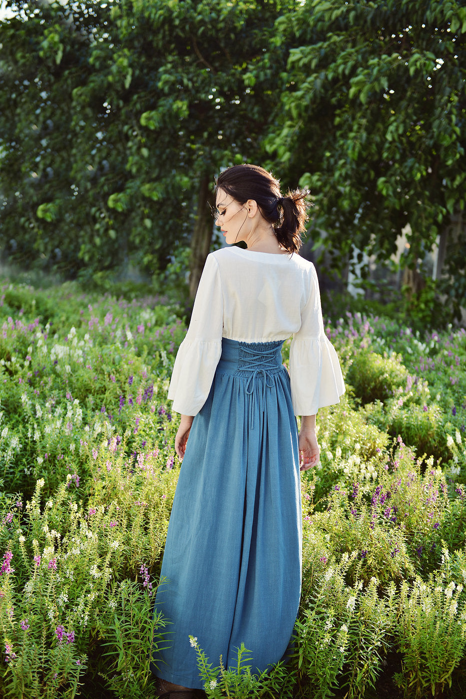 Linen Skirt Women - Bohemian Long Skirt - Skirt with Elastic Waist - Bohemian Maxi Skirt - Hippy Long Skirt