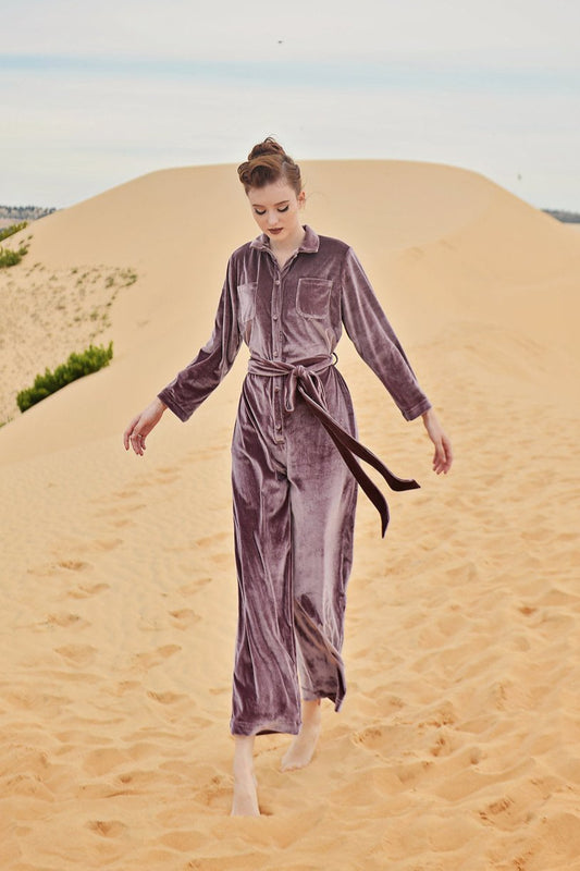 TAMMY Velvet Long Sleeve Jumpsuit