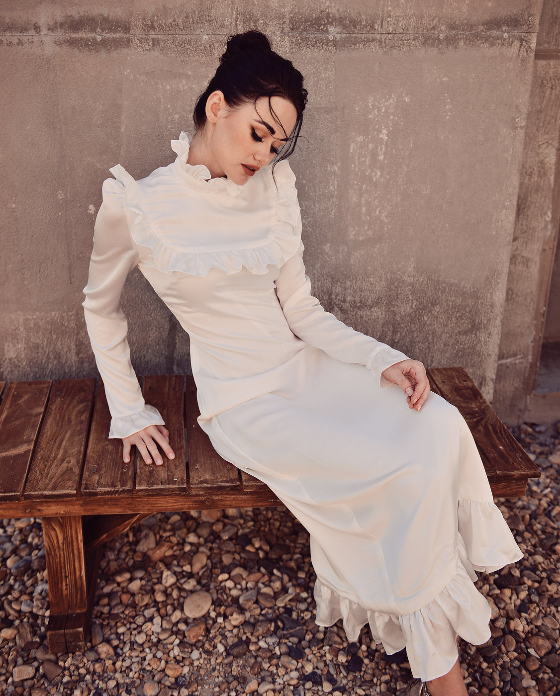 Silk Dress White - Long Sleeve - Silk Dress Women - Long Silk Dress