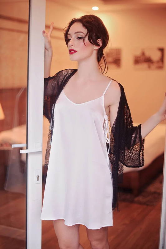 White Silk Slip Dress - Ivory Silk Slip - Silk LoungeWear - Silk Night Gown - Gift for her - Silk Lingerie Slip