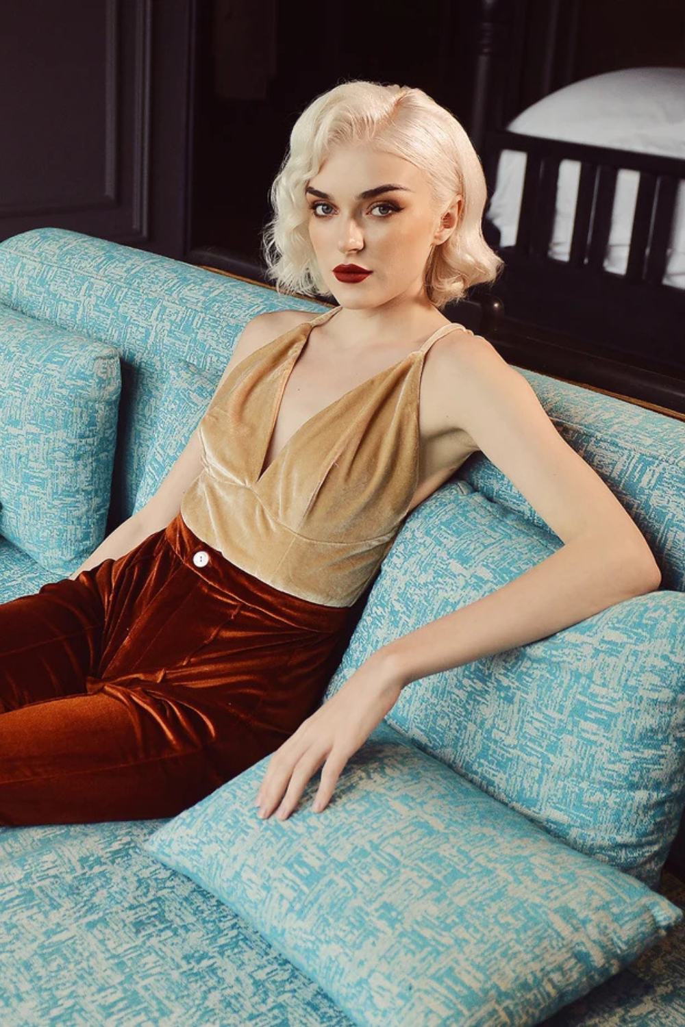 Velvet Bodysuit Lingeries Top