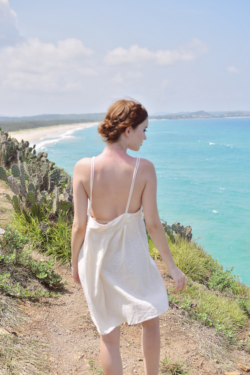 Low Back Strappy Linen Summer Dress