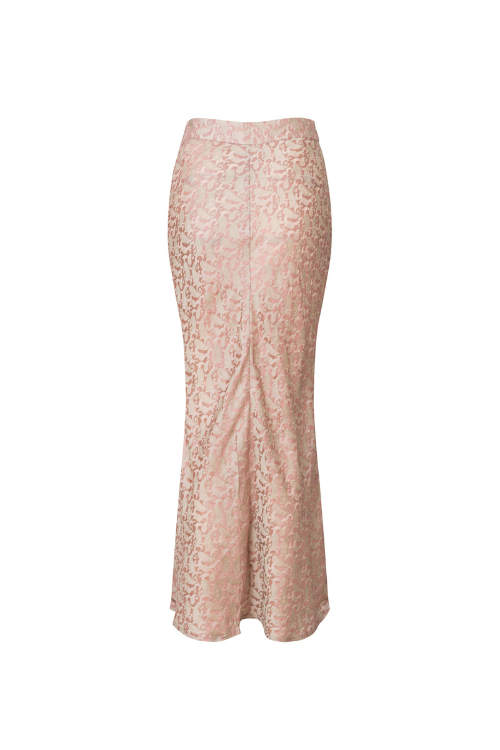 Rose Heritage Mulberry Silk Midi Skirt with Side Slit