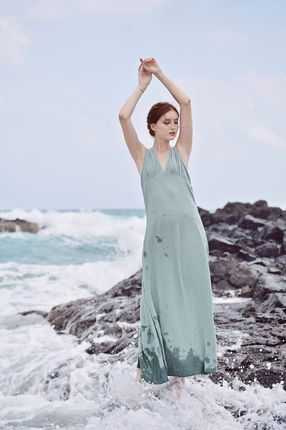 V-Neck Linen Maxi Dress for Women