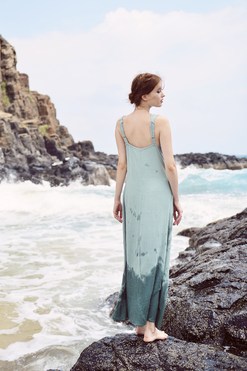 V-Neck Linen Maxi Dress for Women