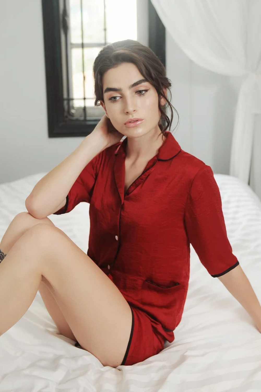Short Silk PJs Set for Women