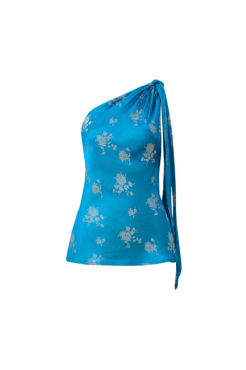 Séréna Asymmetric Heritage Mulberry Silk Tie Top