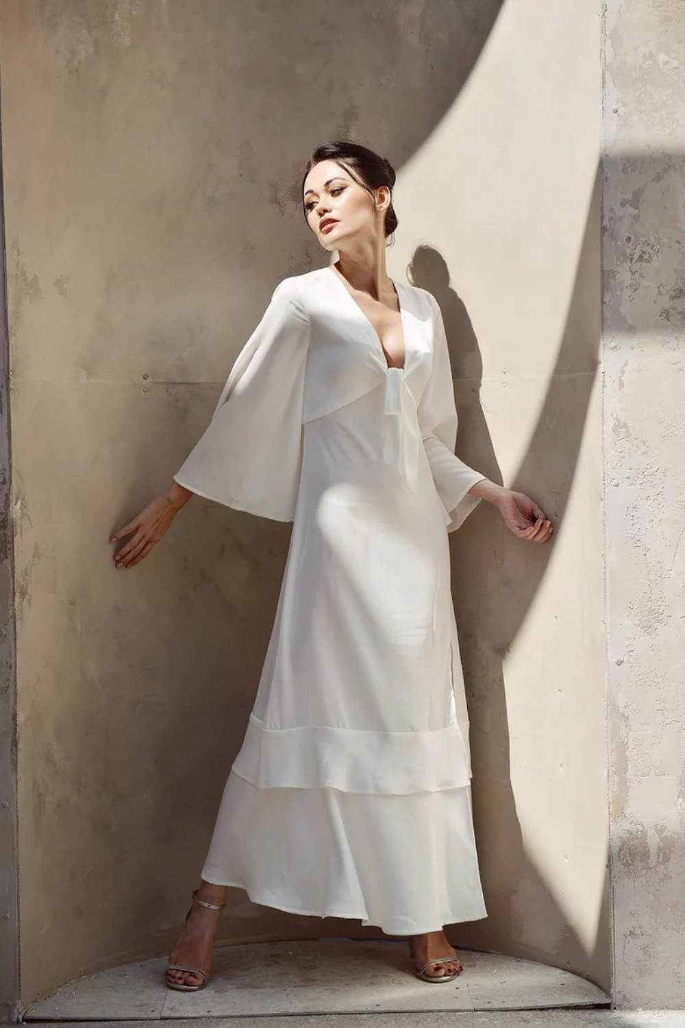 Long Sleeve Silk Dress - Lelasilk Silk Gown - Event Silk Gown - Wedding Guest Gown