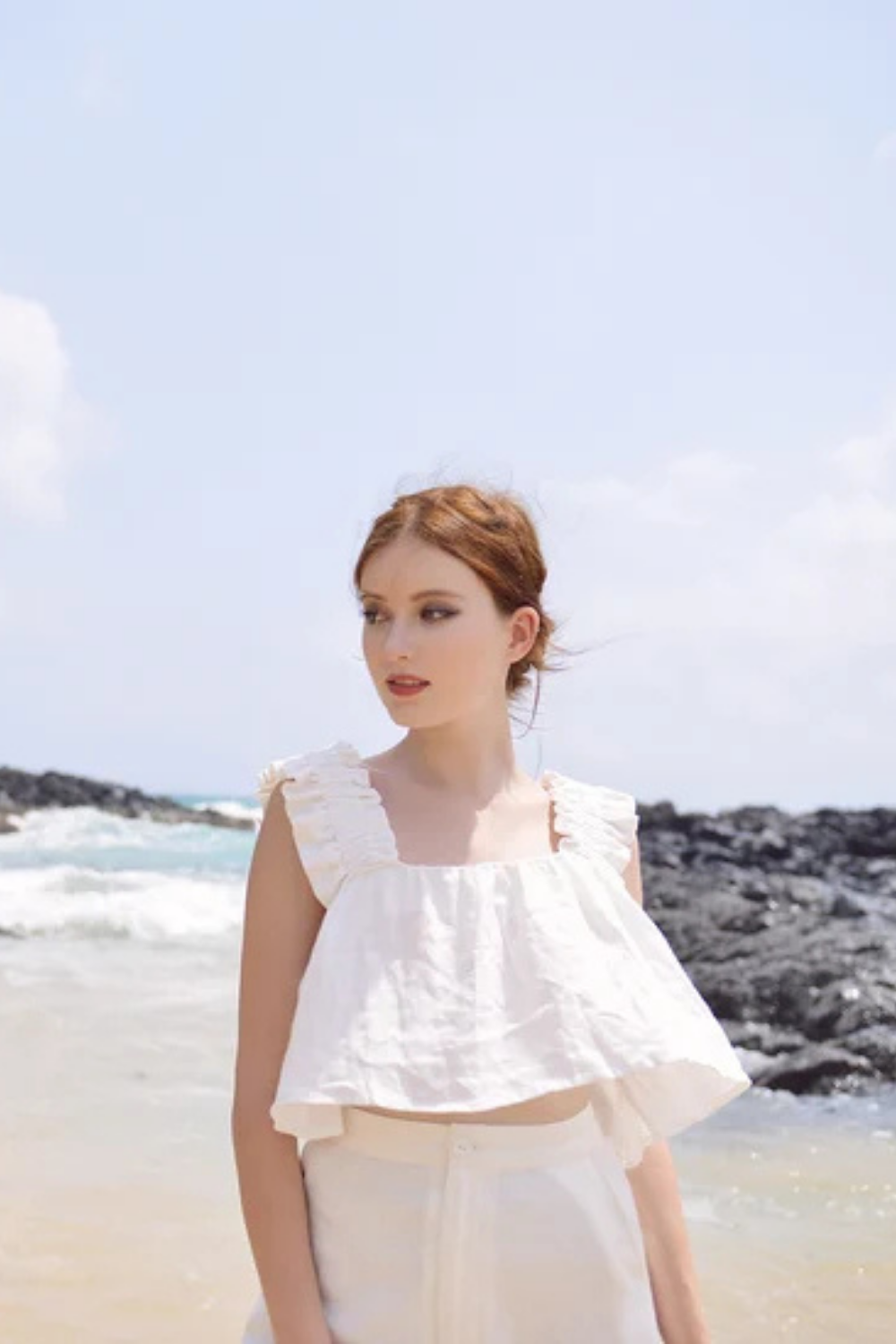 White Linen Top - Summer Crop Top - Linen Crop Top Women
