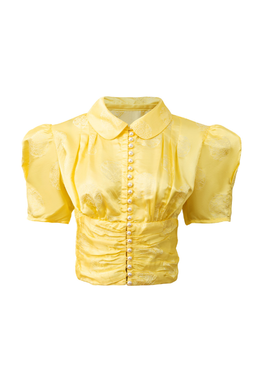 Oriane Heritage Mulberry Silk Top with Pearl Buttons