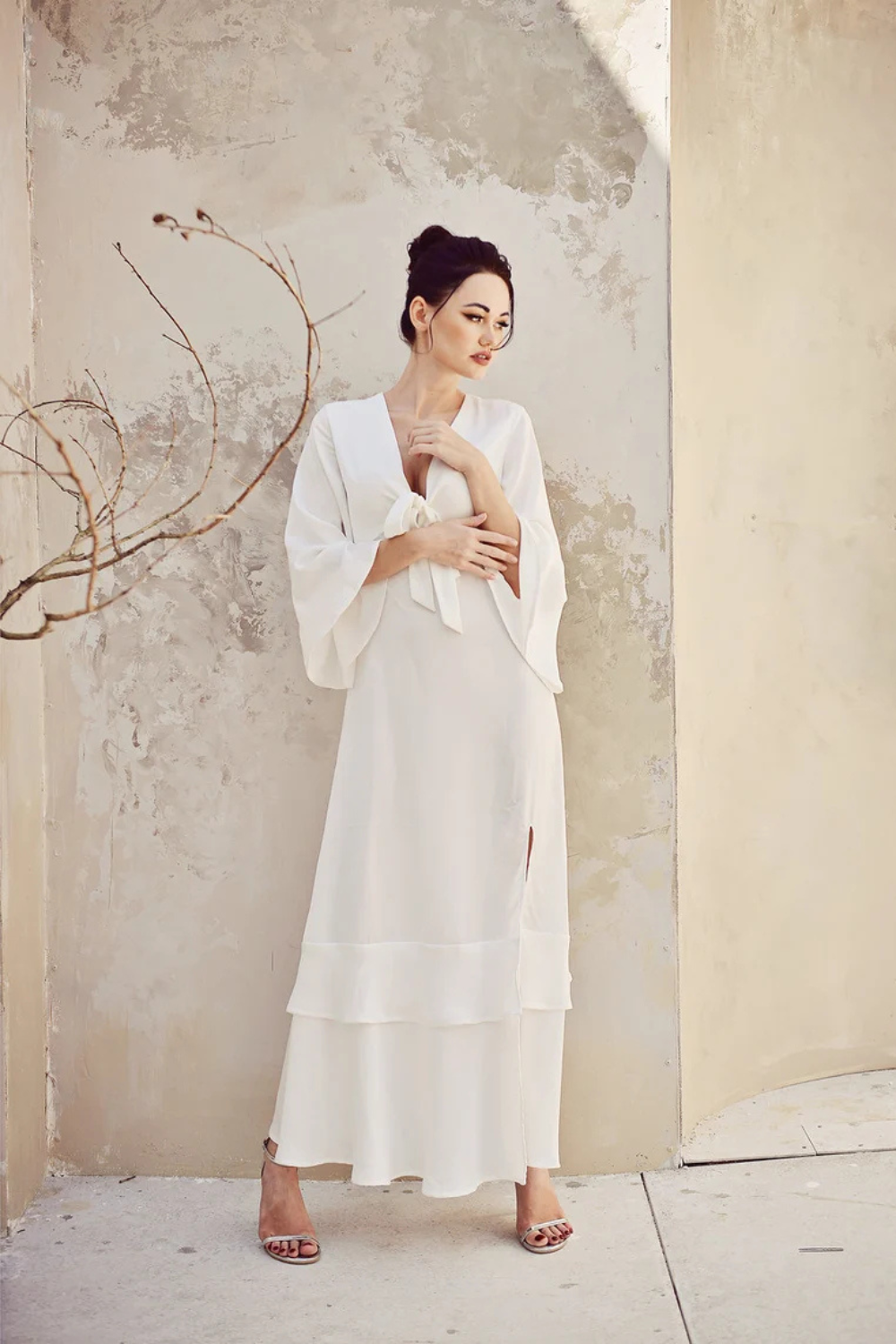 Long Sleeve Silk Dress - Lelasilk Silk Gown - Event Silk Gown - Wedding Guest Gown