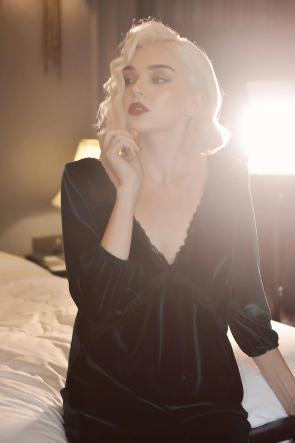 V-neck Maxi Velvet Dress