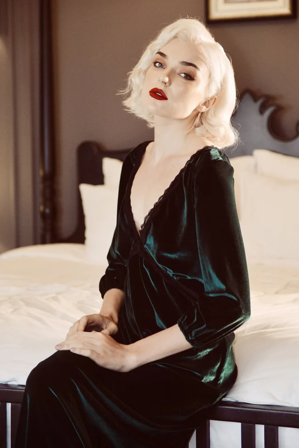 V-neck Maxi Velvet Dress