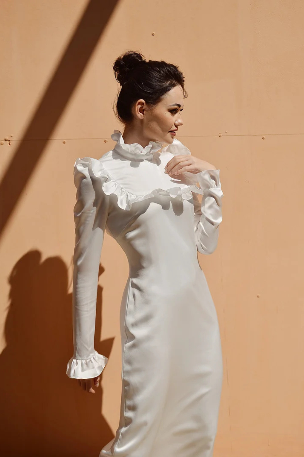Silk Dress White - Long Sleeve - Silk Dress Women - Long Silk Dress