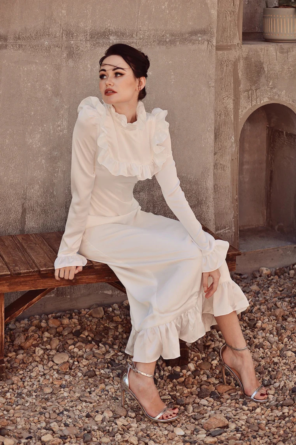 Silk Dress White - Long Sleeve - Silk Dress Women - Long Silk Dress