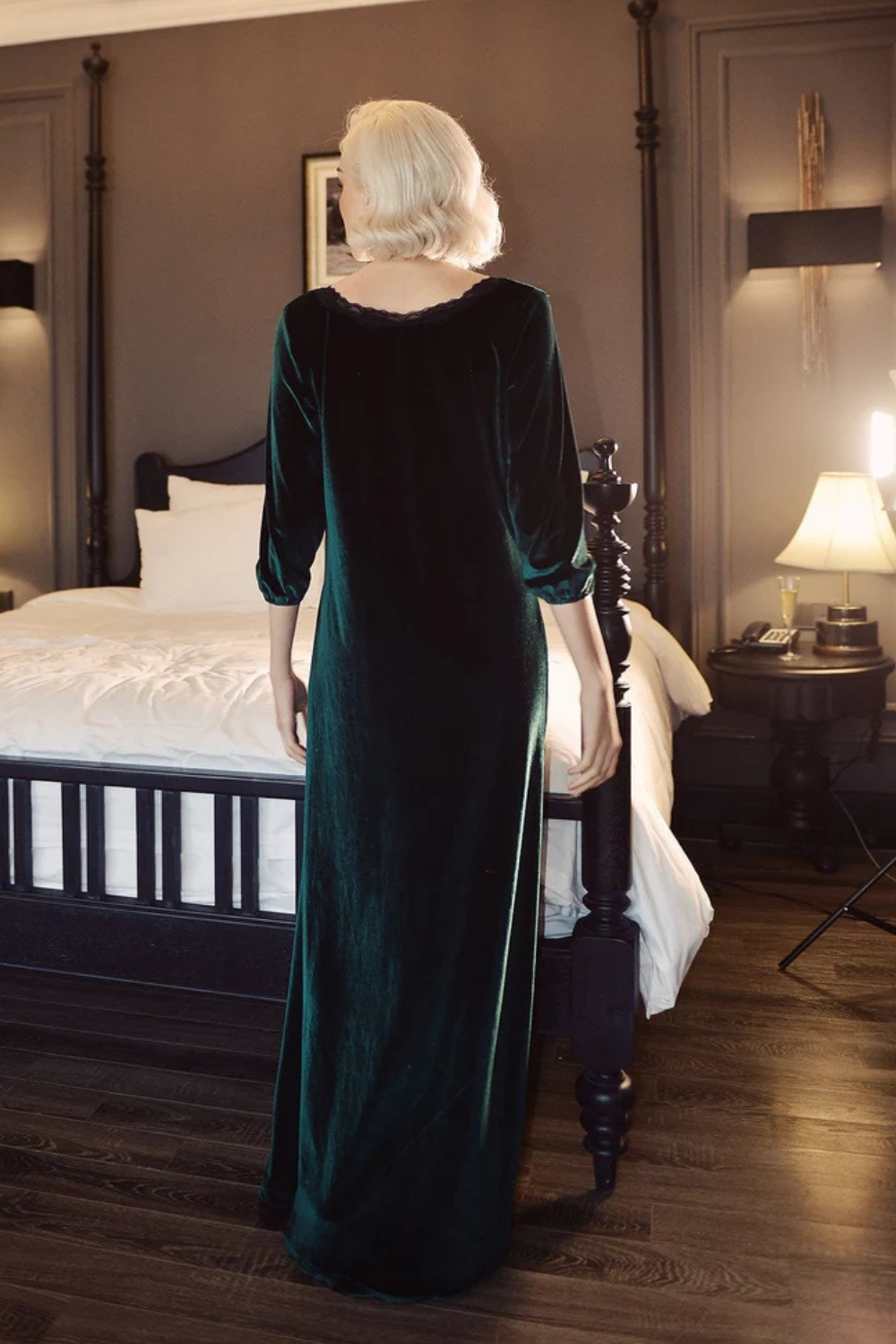 V-neck Maxi Velvet Dress