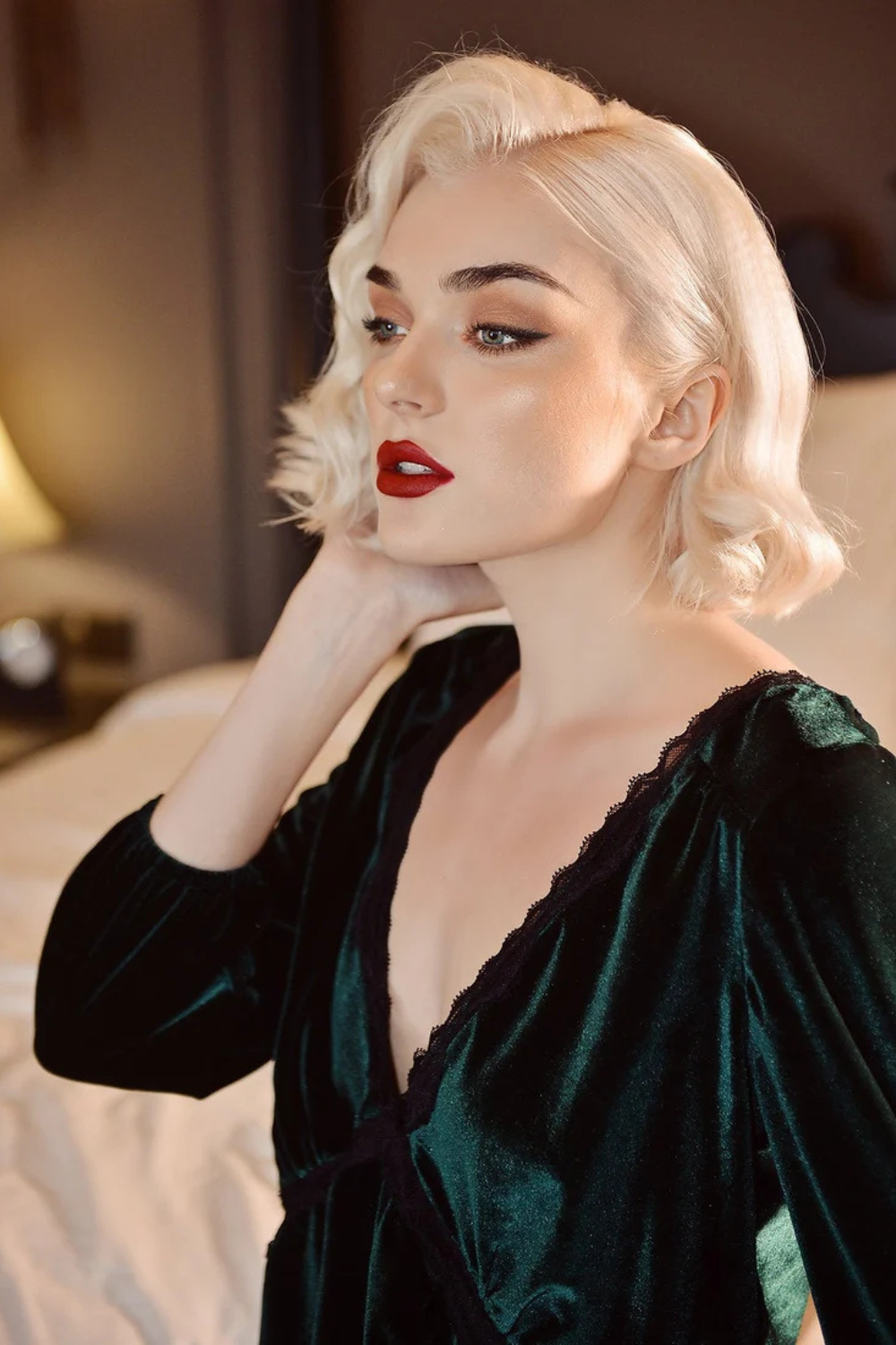 V-neck Maxi Velvet Dress