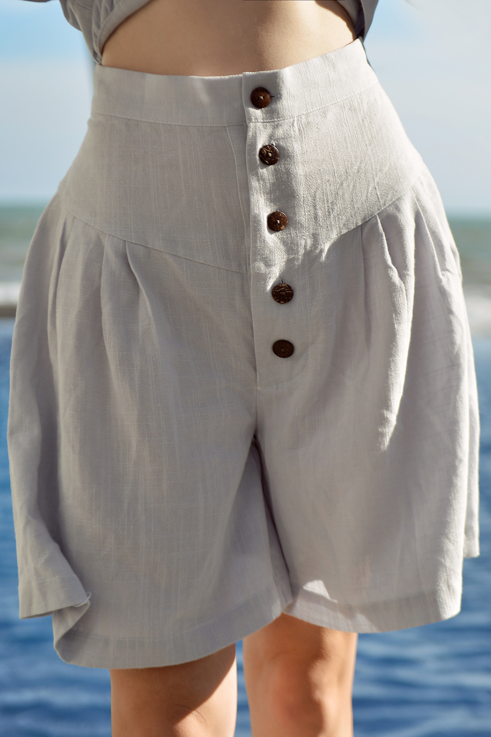 High Waisted Organic Cotton Linen Shorts