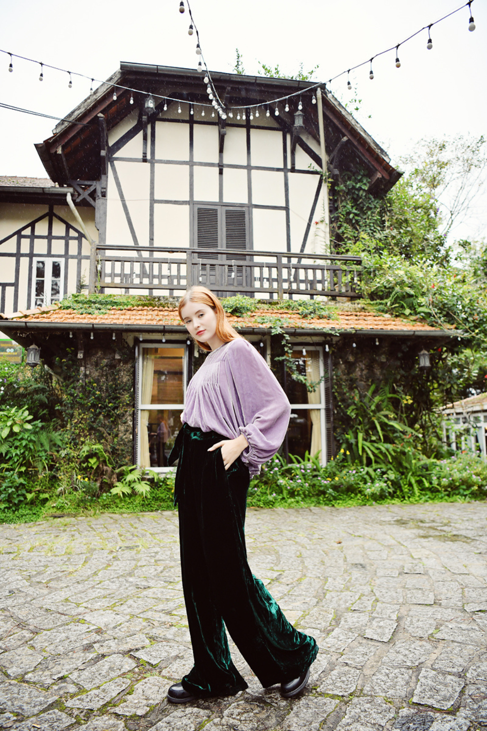 Pre-Raphaelite Silk Velvet Blouse for Women, Romantic Vintage Velvet Top