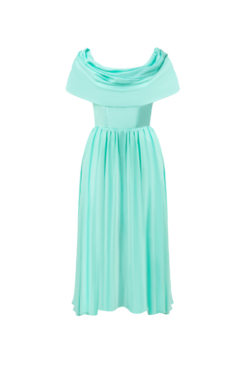 Linh-Marie Midi Off-the-Shoulder Silk Dress
