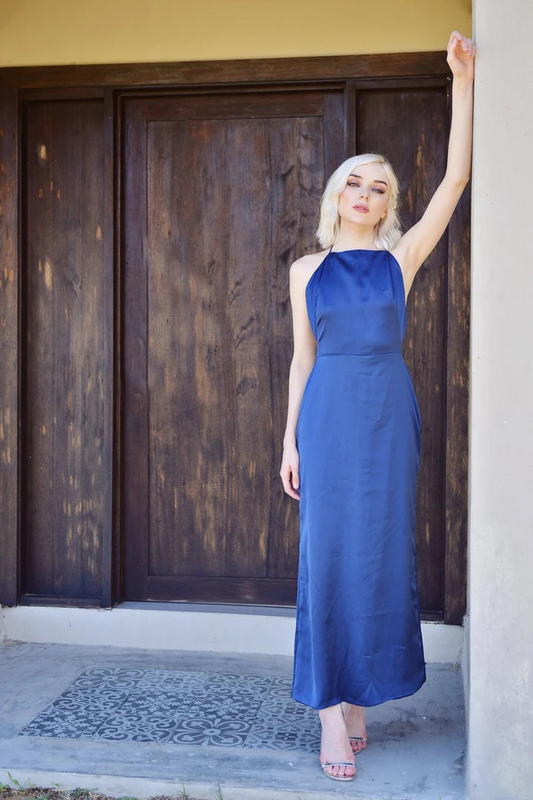 Halter neck Silk Slip - Backless Silk Dress - Wedding Guest Silk Dress