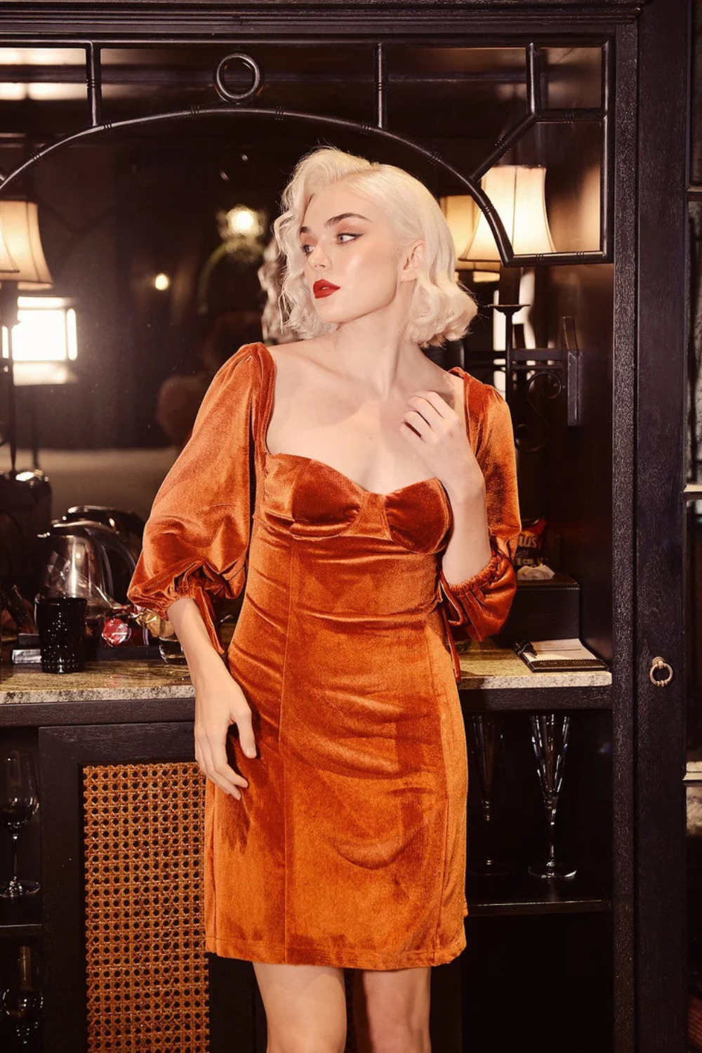 Short Velvet Dress - Xmas Party Dress - Christmas Velvet Dress
