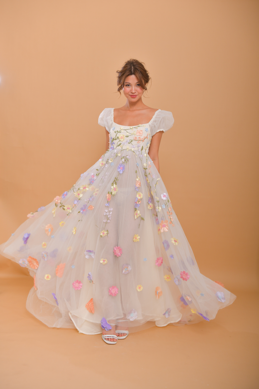 The AMELIA Floral Regency Wedding Dress